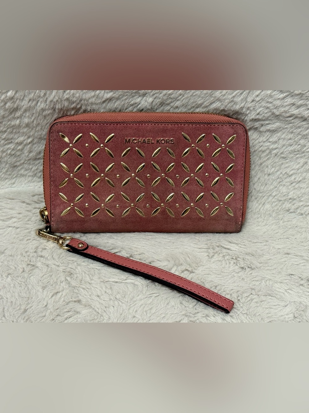 Michael Kors Dusty Rose Studded Wristlet Clutch